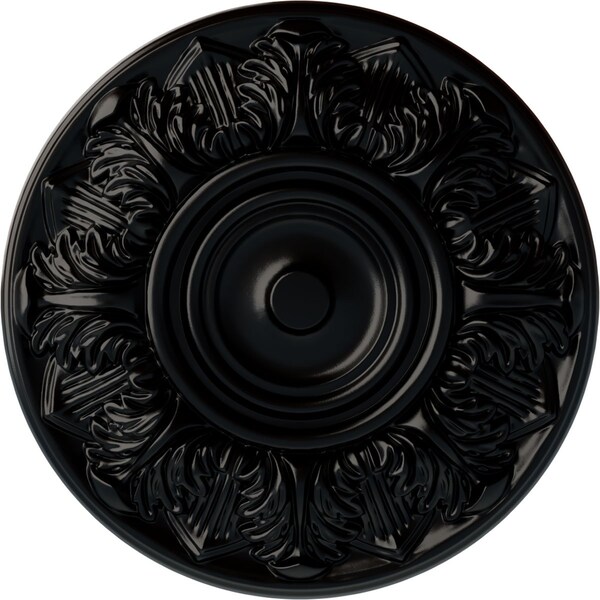 Ekena Millwork Whitman Ceiling Medallion (For Canopies up to 3 3/4"), Hand-Painted Jet Black, 13"OD x 1 3/8"P CM13WHBLF - main